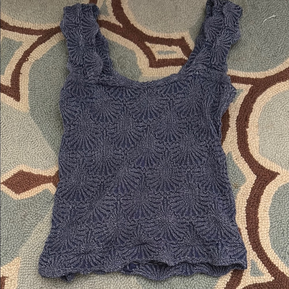 Elegant Blue Textured Women's Top